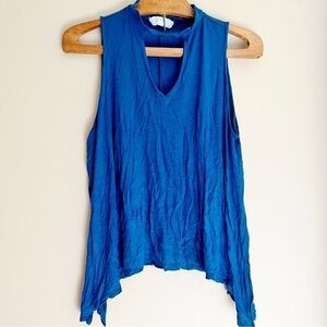 Pink Republic Blue Asymmetrical Keyhole Tank Top